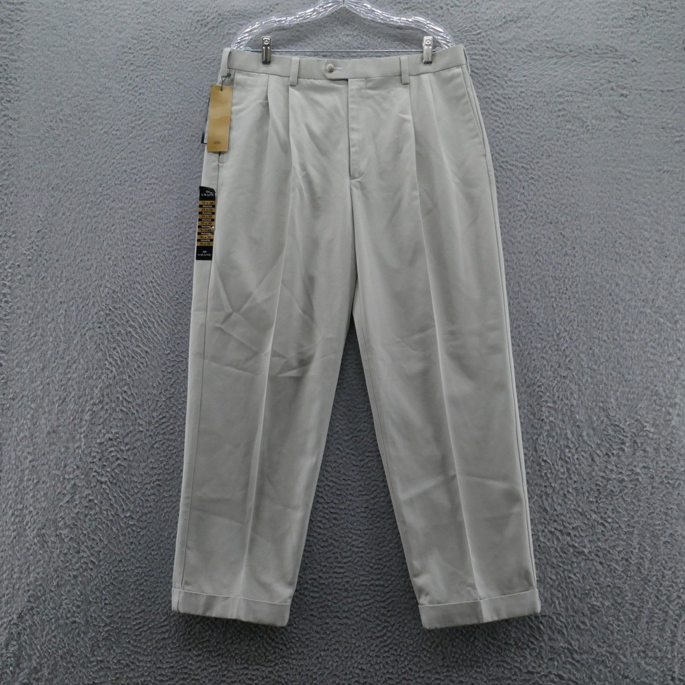 Savane‎ Select Edition Mens Beige Pleated Cuffed Cotton Dress Pants 36x30 NEW